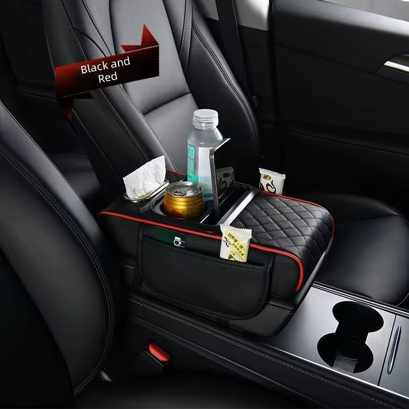 CAR ARM REST ORGANIZER WITH CUP HOLDER, MOBILE HOLDER AND TISSUE HOLDER