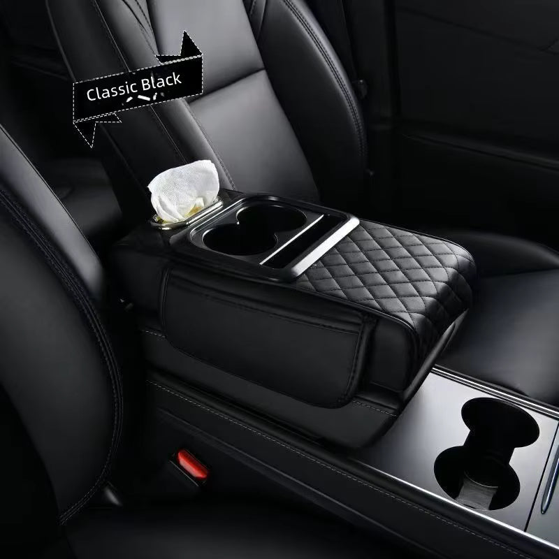 CAR ARM REST ORGANIZER WITH CUP HOLDER, MOBILE HOLDER AND TISSUE HOLDER