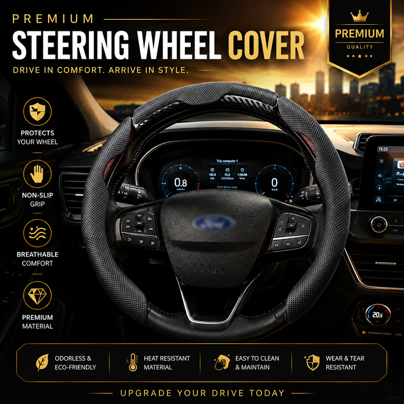 PREMIUM SPORTY UNIVERSAL STEERING WHEEL COVER (ANTI SLIP - NEPPA LEATHER)