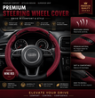 PREMIUM SPORTY UNIVERSAL STEERING WHEEL COVER (ANTI SLIP - NEPPA LEATHER)